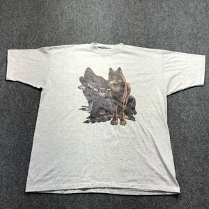 Vintage Fashion Gear Wolf Graphic T-Shirt Mens XL Gray Made in USA Single Stitch
